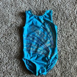 Zone womens blue sequined gymnastics leotard